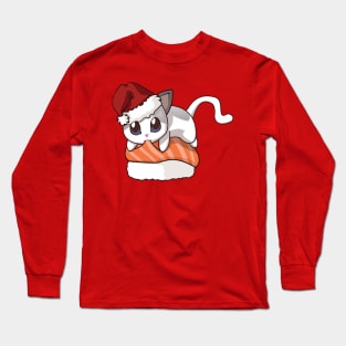 White Cat Salmon Sushi Christmas Long Sleeve T-Shirt